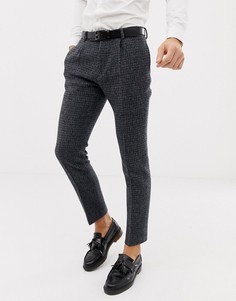 Cиние узкие брюки из 100% шерстяного харрис-твида в клетку ASOS DESIGN Wedding - Синий