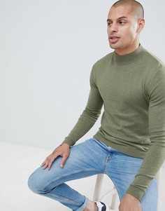 Облегающий джемпер цвета хаки с высоким воротом ASOS DESIGN - Зеленый