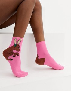 Носки с отделкой в виде оленя ASOS DESIGN Christmas - Мульти