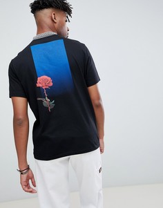 Свободная футболка с воротником в клетку и абстрактным принтом ASOS DESIGN - Черный