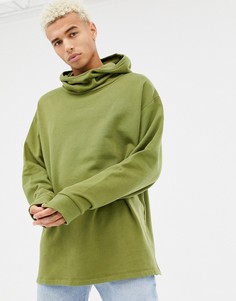 Oversize-худи цвета хаки со свободным воротом ASOS DESIGN - Зеленый