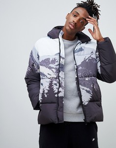 Дутая куртка с принтом ASOS DESIGN - Темно-синий