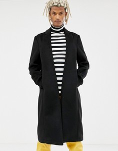 Черное пальто с добавлением шерсти ASOS DESIGN - Черный