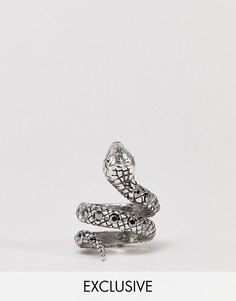 Серебристое кольцо со змеей и камнями Reclaimed Vintage Inspired эксклюзивно для ASOS - Серебряный