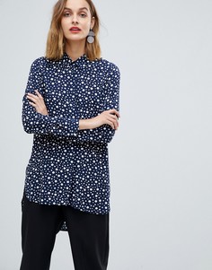 Асимметричная блузка в горошек Esprit - Темно-синий