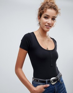 Черное боди на пуговицах ASOS DESIGN - Черный