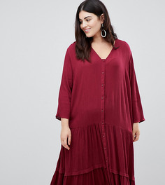 Повседневное платье макси с мятым эффектом и пуговицами ASOS DESIGN Curve - Красный