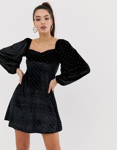 Бархатное платье мини с заклепками ASOS DESIGN - Черный