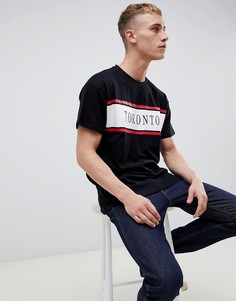 Черная oversize-футболка с принтом Toronto New Look - Черный