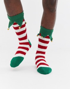 Красные новогодние носки с эльфами New Look - Мульти