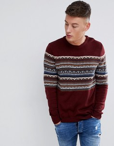 Бордовый джемпер с традиционным узором Фэйр-Айл Pull&Bear - Красный