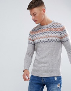 Серый джемпер с узором Фэйр-Айл Pull&Bear - Серый