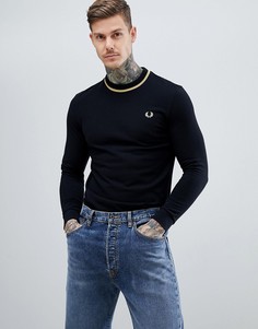 Черный лонгслив из ткани пике с окантовкой Fred Perry Reissues - Черный