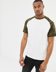 Футболка с камуфляжными рукавами реглан Pull&Bear Join Life - Зеленый