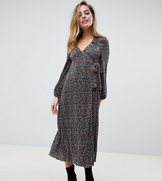 Платье макси с цветочным принтом и запахом ASOS DESIGN Petite - Мульти