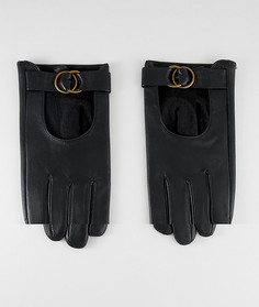Кожаные перчатки с кольцами ASOS DESIGN - Черный