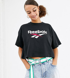 Укороченная футболка с логотипом Reebok Classics Vector - Черный