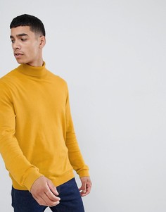 Хлопковый джемпер горчичного цвета с высоким воротом ASOS DESIGN - Желтый