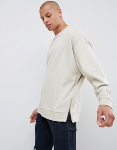 Oversize-свитшот с боковыми молниями цвета розового золота ASOS DESIGN - Бежевый