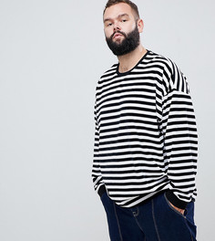 Велюровый оversize-лонгслив в полоску ASOS DESIGN Plus - Мульти