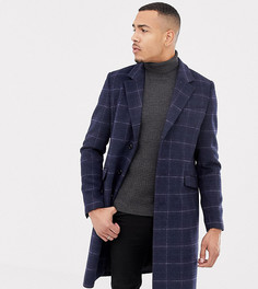 Темно-синее пальто в клетку с добавлением шерсти ASOS DESIGN Tall - Темно-синий