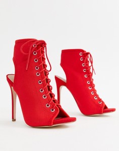 Cандалии на каблуке со шнуровкой New Look - Красный