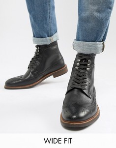 Черные кожаные броги Dune Wide Fit - Черный