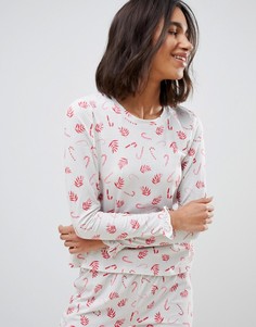 Пижамный топ с принтом карамельной трости Vero Moda - Мульти