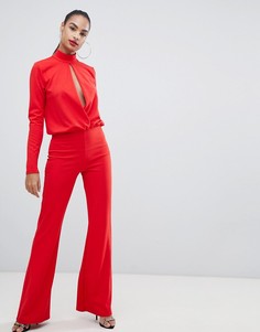 Красный комбинезон с вырезом капелькой PrettyLittleThing - Красный