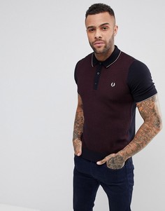 Темно-синяя футболка-поло из фактурного трикотажа Fred Perry - Темно-синий