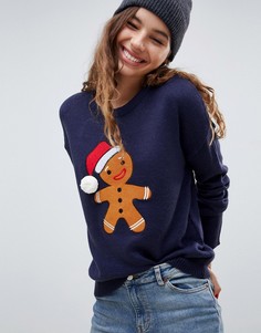 Джемпер с новогодней отделкой Brave Soul - Темно-синий