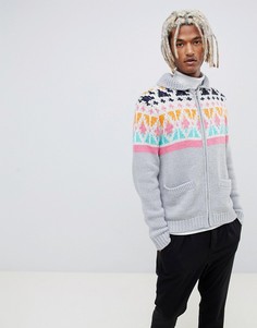 Трикотажная куртка с геометрическим узором ASOS DESIGN - Синий