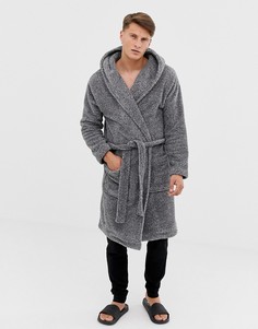 Пушистый серый халат с капюшоном ASOS DESIGN - Серый