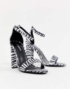 Босоножки на блочном каблуке с зебровым принтом Glamorous - Мульти