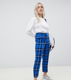 Синие укороченные брюки в клетку ASOS DESIGN Petite ultimate - Мульти
