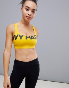 Спортивный бюстгальтер с сетчатой вставкой на спине и логотипом Ivy Park - Желтый