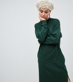 Темно-зеленое трикотажное платье миди Monki - Зеленый