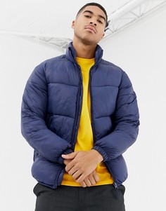 Темно-синяя дутая куртка Pull&Bear - Темно-синий