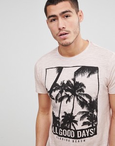 Меланжевая футболка с пальмовым принтом Solid - Розовый