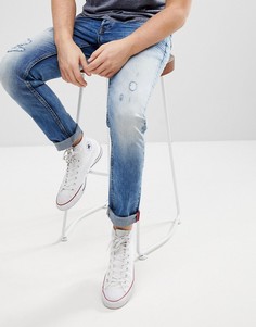 Узкие рваные джинсы Solid - Синий