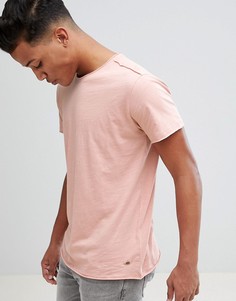 Меланжевая футболка с необработанным краем Solid - Розовый