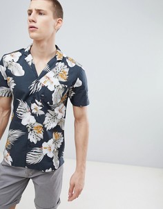 Рубашка классического кроя с воротником в виде лацканов и принтом гибискуса Esprit - Коричневый