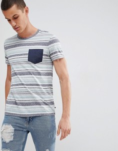 Футболка в полоску с контрастным карманом Esprit - Серый