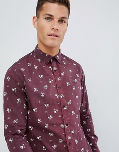 Приталенная эластичная рубашка с цветочным принтом Celio - Фиолетовый