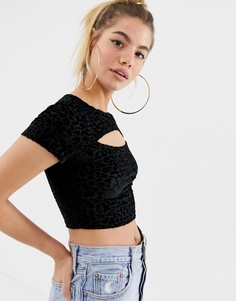 Топ с вырезом и анималистичным узором ASOS DESIGN - Черный