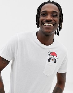 Новогодняя футболка с карманом и пингвином Brave Soul - Белый