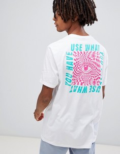 Свободная длинная футболка с принтом ASOS DESIGN - Белый