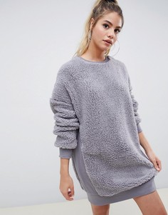 Платье-джемпер из искусственного меха ASOS DESIGN - Серый