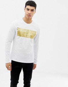 Лонгслив с золотистым логотипом Versace Jeans - Белый