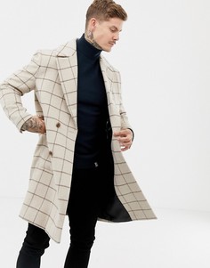 Пальто в клетку с добавлением шерсти ASOS DESIGN - Рыжий